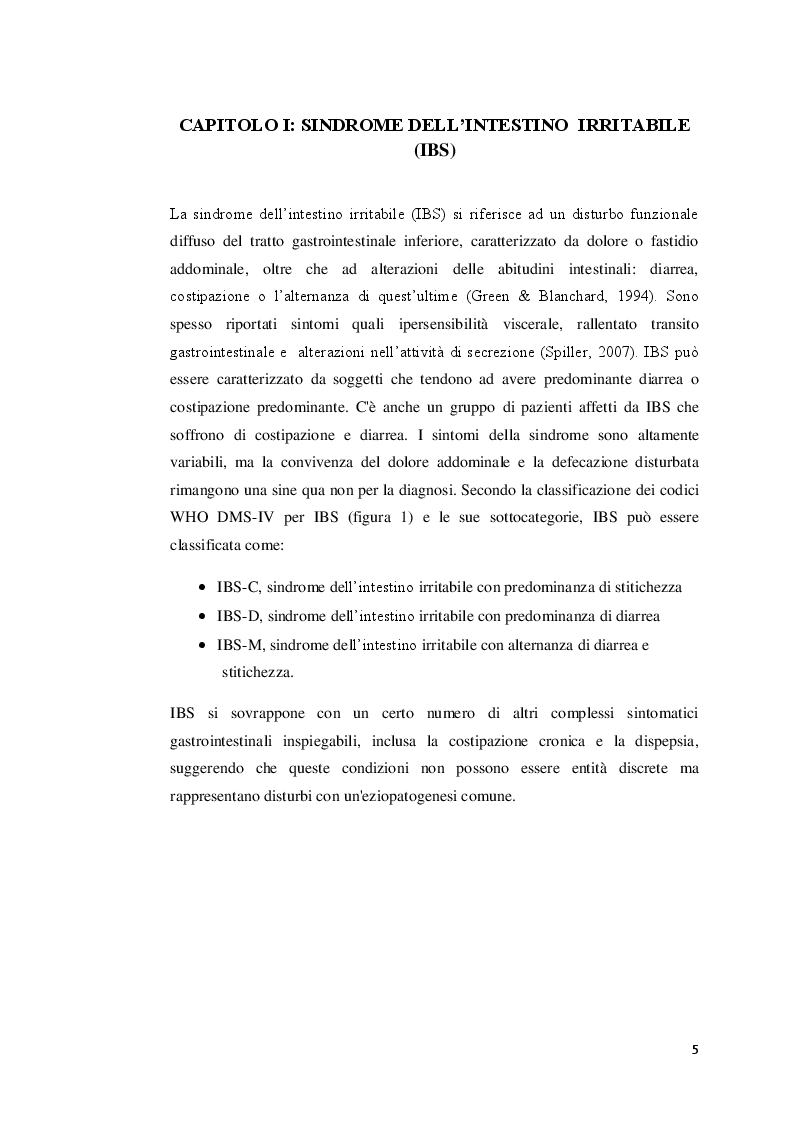 Anteprima della tesi: La sindrome dell’intestino irritabile: aspetti generali, correlazione con il sistema nervoso enterico e trattamenti terapeutici, Pagina 4