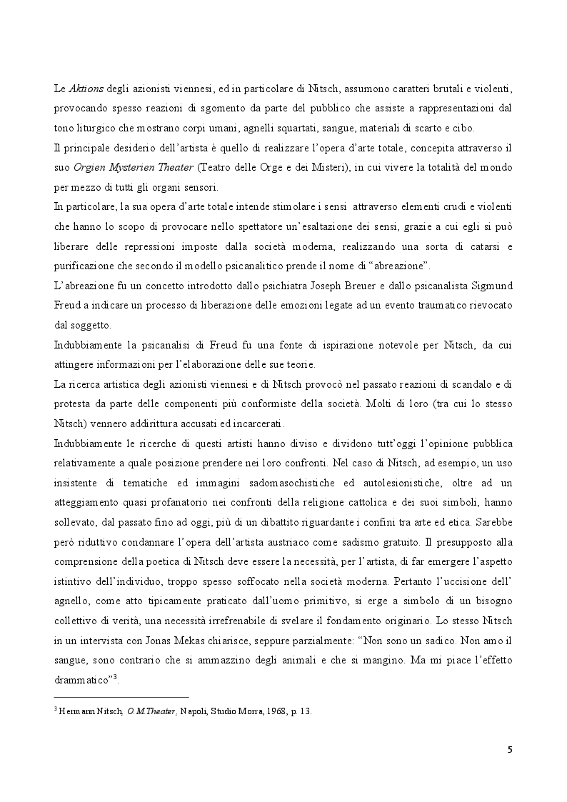Anteprima della tesi: Rito e Catarsi nell'opera artistica di Hermann Nitsch, Pagina 4
