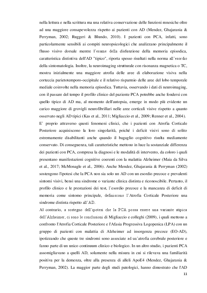 Anteprima della tesi: Atrofia Corticale Posteriore: eziologia, tratti distintivi ed ipotesi riabilitative, Pagina 3