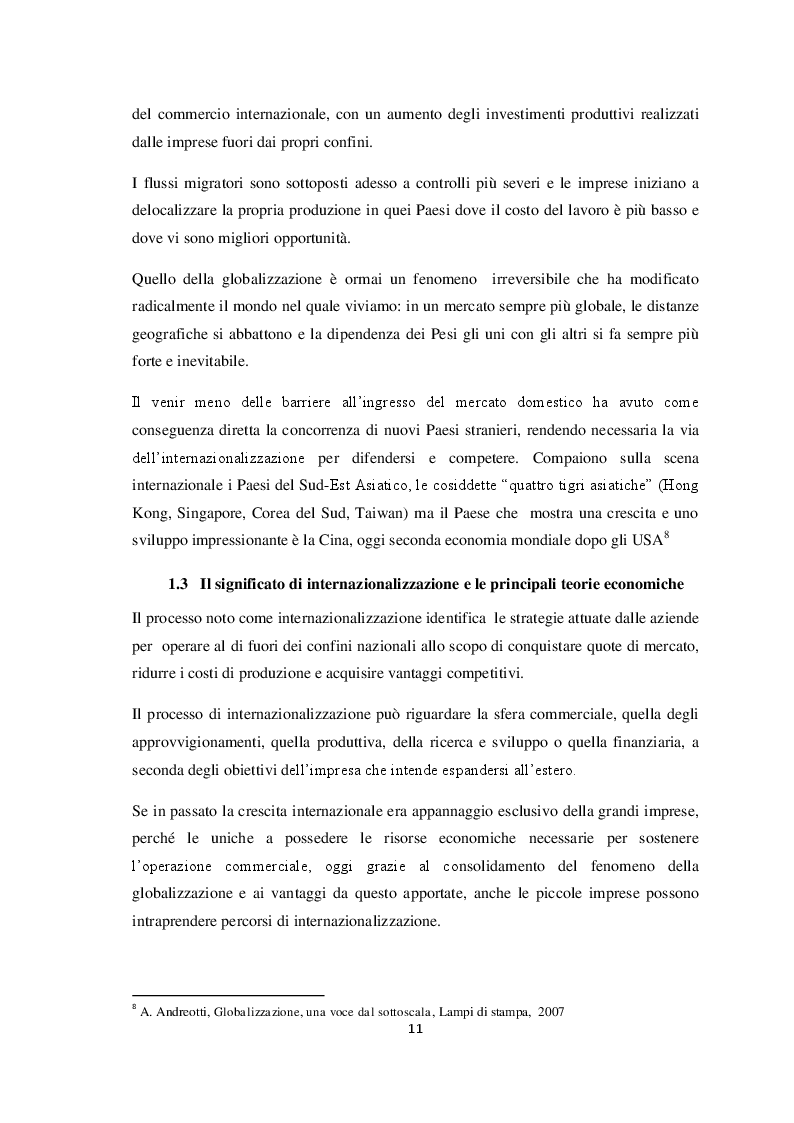Anteprima della tesi: Qualità e strategie di internazionalizzazione delle PMI italiane: i risultati di un’indagine empirica sul settore arredo, Pagina 9