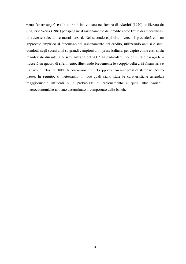 Anteprima della tesi: Il razionamento del credito in italia durante la crisi finanziaria , Pagina 3