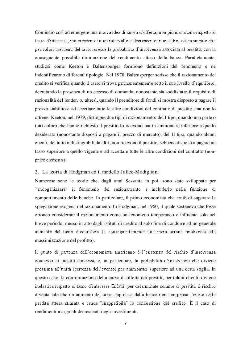 Anteprima della tesi: Il razionamento del credito in italia durante la crisi finanziaria , Pagina 5