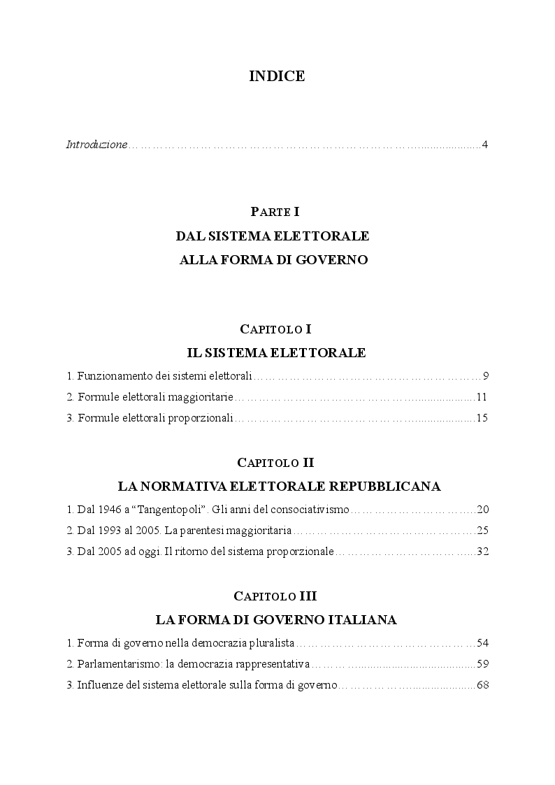 Indice della tesi: L'evoluzione del sistema elettorale nell'ordinamento costituzionale italiano. Il ruolo della Corte costituzionale, Pagina 1