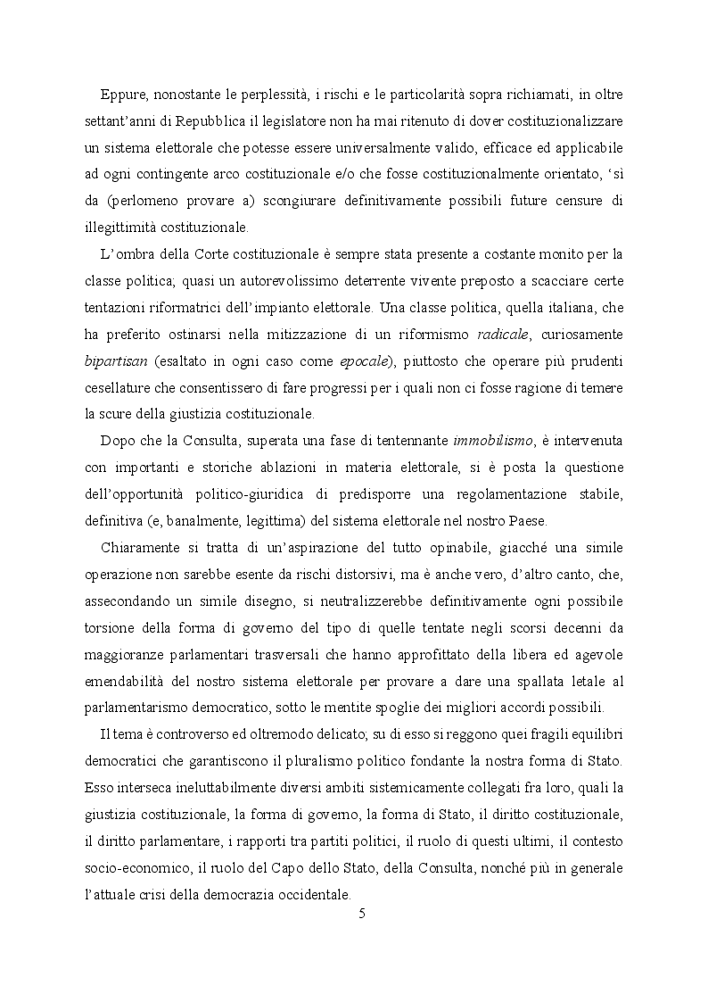 Anteprima della tesi: L'evoluzione del sistema elettorale nell'ordinamento costituzionale italiano. Il ruolo della Corte costituzionale, Pagina 3