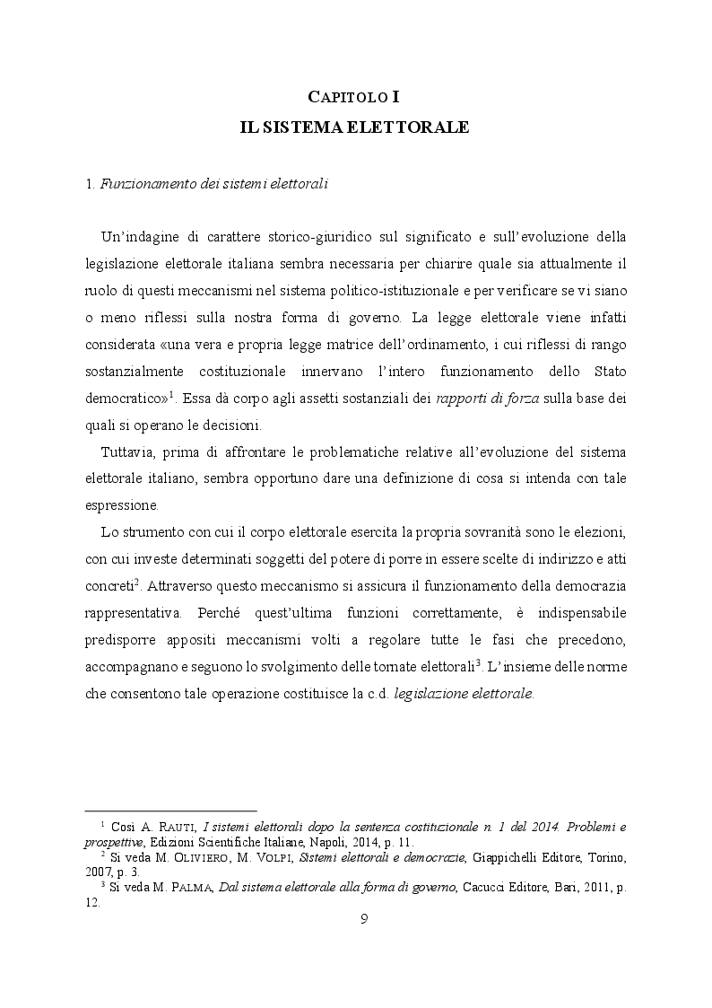 Anteprima della tesi: L'evoluzione del sistema elettorale nell'ordinamento costituzionale italiano. Il ruolo della Corte costituzionale, Pagina 7