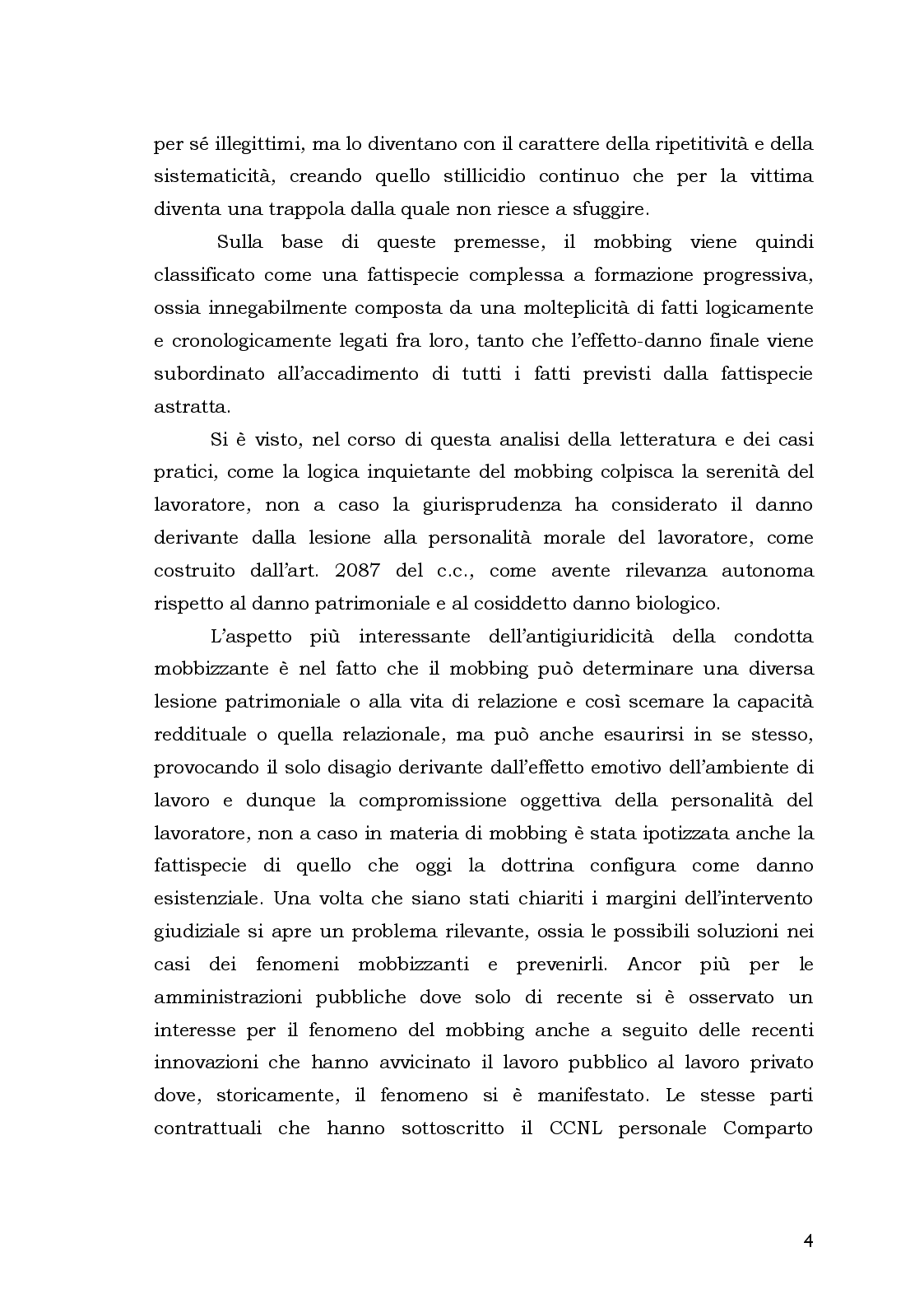 Anteprima della tesi: Aspetti Psicosociali e Girudici del Mobbing nella Pubblica Amministrazione. Analisi Comparata, Pagina 4