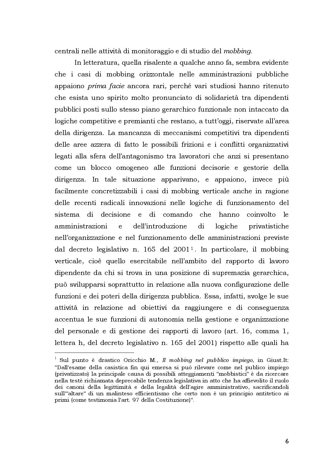 Anteprima della tesi: Aspetti Psicosociali e Girudici del Mobbing nella Pubblica Amministrazione. Analisi Comparata, Pagina 6