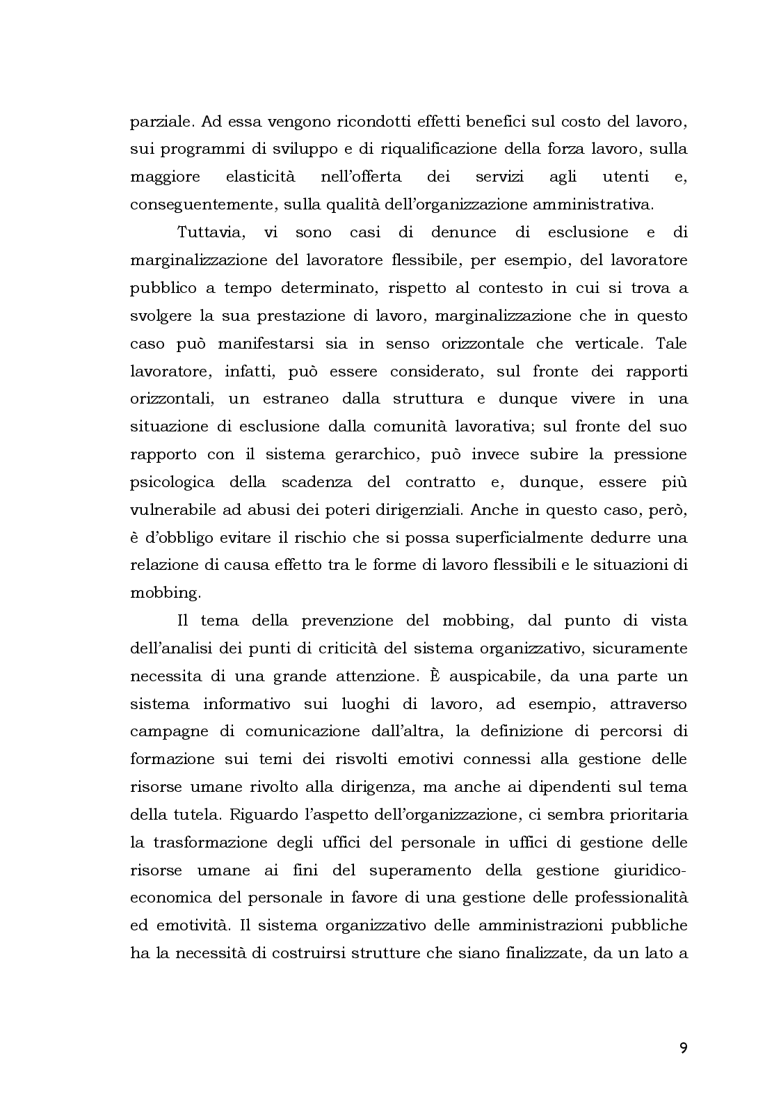 Anteprima della tesi: Aspetti Psicosociali e Girudici del Mobbing nella Pubblica Amministrazione. Analisi Comparata, Pagina 9