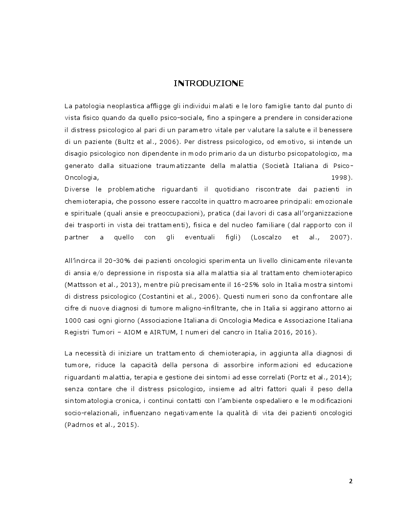 Anteprima della tesi: L'efficacia della relazione d'aiuto nella riduzione del distress psicologico del paziente con patologia oncologica sottoposto a terapia chemioterapica, Pagina 4