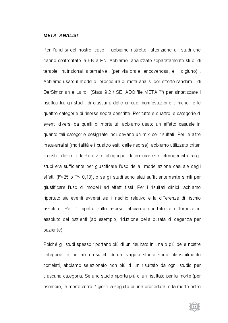 Estratto dalla tesi: Nutrizione enterale e Nutrizione parenterale nel paziente ospedalizzato, valutazione clinica ed economica