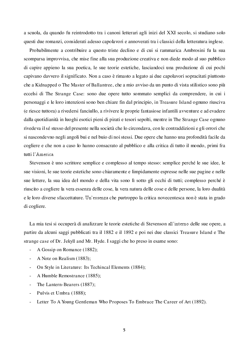 Anteprima della tesi: La teoria estetica di Robert Louis Stevenson, Pagina 4