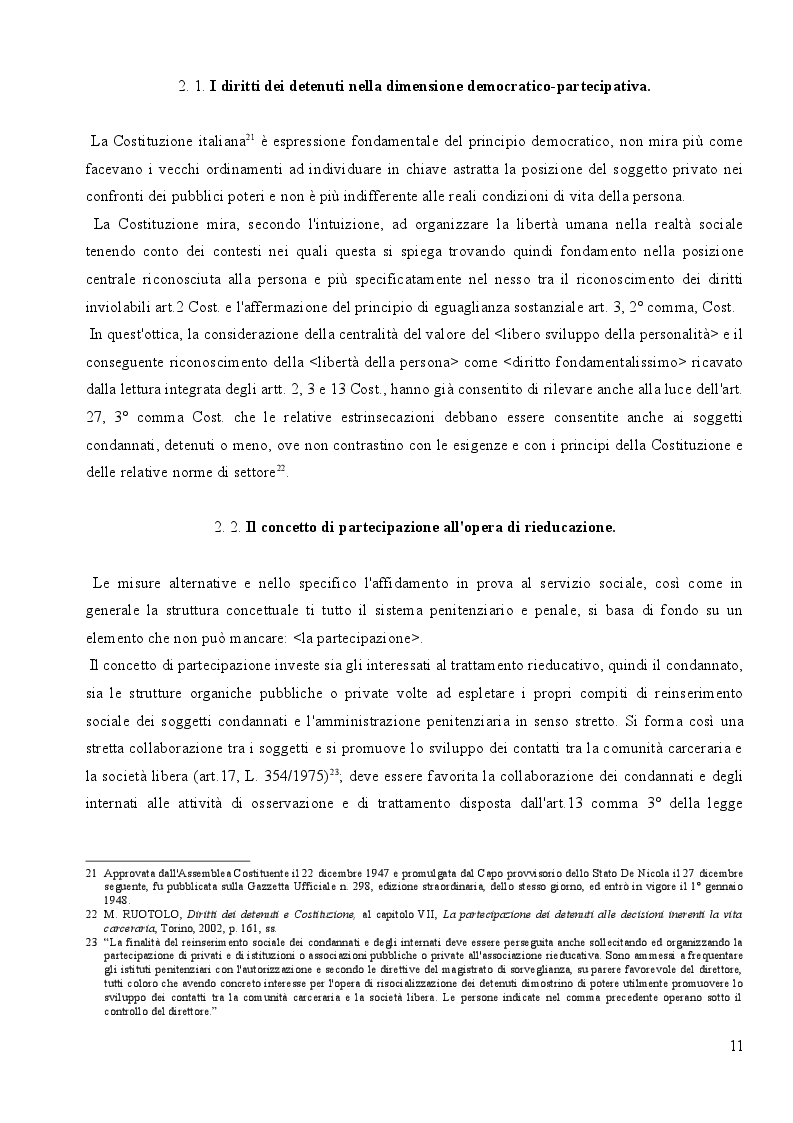 Estratto dalla tesi: L'affidamento in Prova al Servizio Sociale: Profili Partecipativi e Giuridici