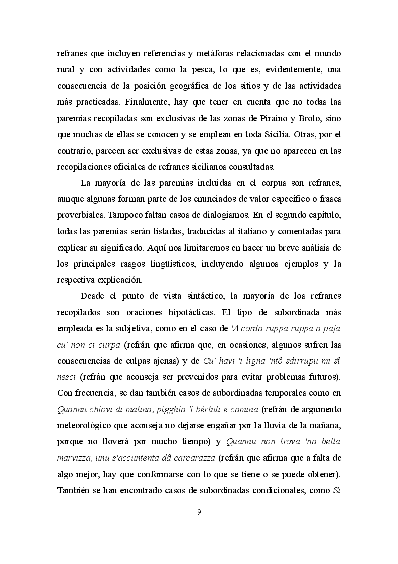 Estratto dalla tesi: La paremia come espressione linguistica e culturale. Confronto tra il dialetto siciliano e la lingua spagnola