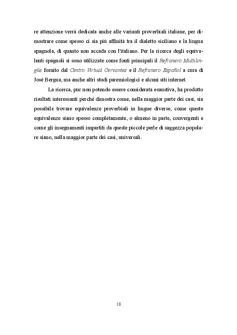 Anteprima della tesi: La paremia come espressione linguistica e culturale. Confronto tra il dialetto siciliano e la lingua spagnola, Pagina 4