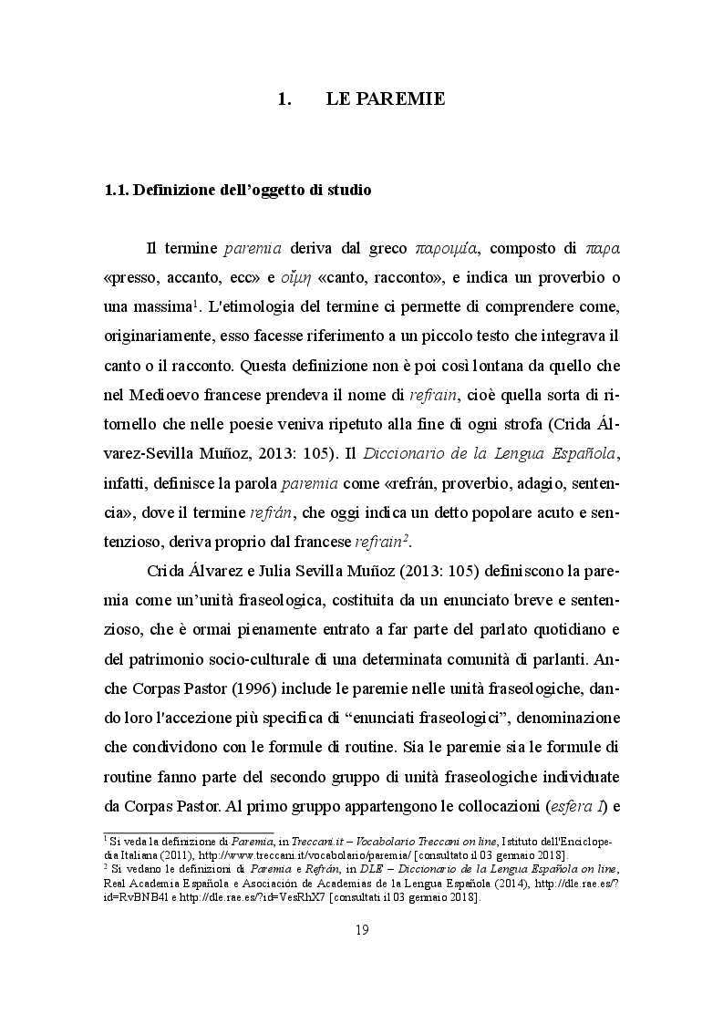 Anteprima della tesi: La paremia come espressione linguistica e culturale. Confronto tra il dialetto siciliano e la lingua spagnola, Pagina 5