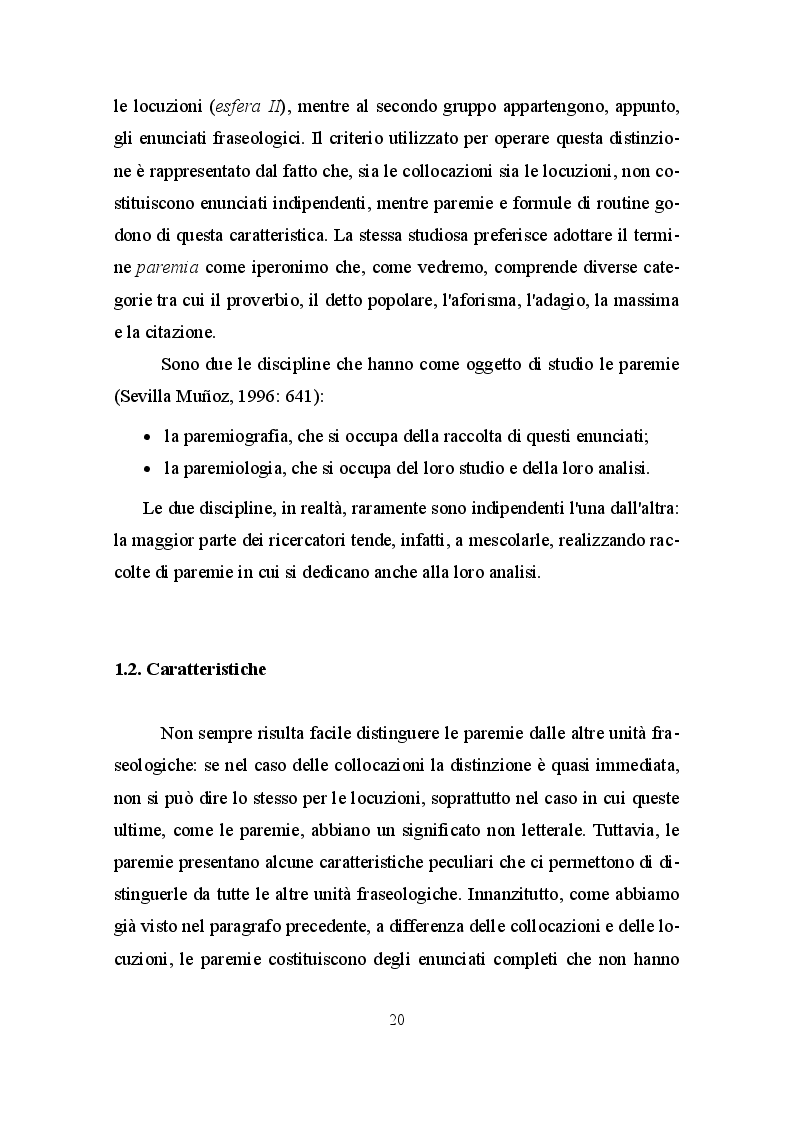 Anteprima della tesi: La paremia come espressione linguistica e culturale. Confronto tra il dialetto siciliano e la lingua spagnola, Pagina 6