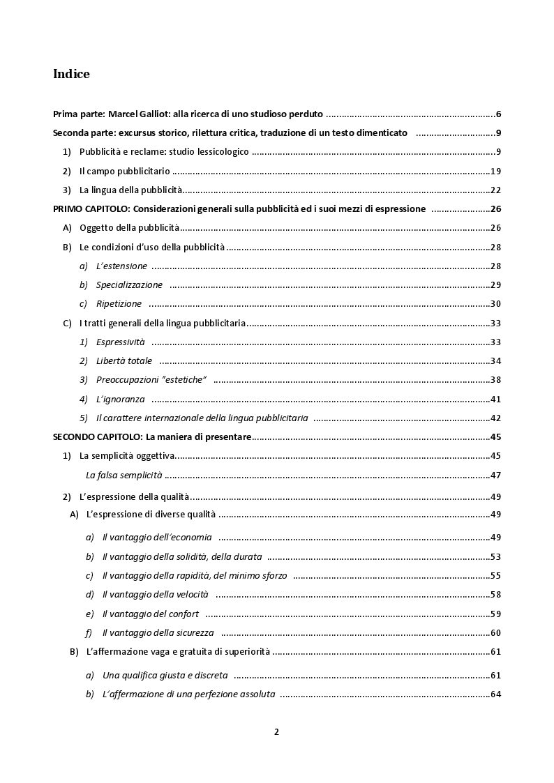 Indice della tesi: La langue de la réclame contemporaine - L'eziologia e la genesi della pubblicità francese degli anni '50 e l'analisi del suo codice pioneristico, Pagina 1