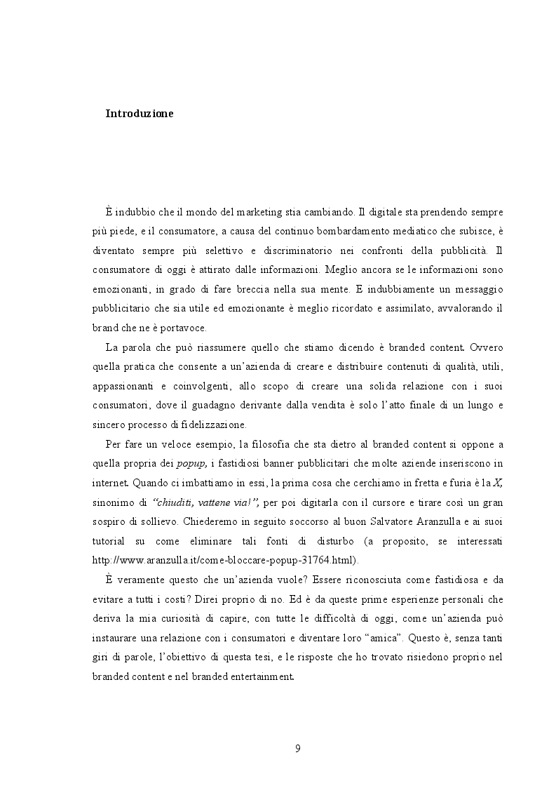 Anteprima della tesi: Branded Content e Branded Entertainment. La marca come Media Company., Pagina 3