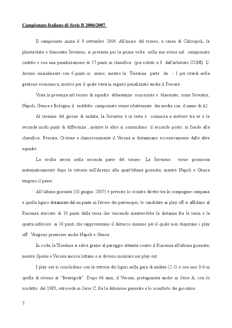 Anteprima della tesi: Analisi Descrittiva sui Campionati Italiani di Calcio di Serie A e B nel Triennio 2006-2009, Pagina 6