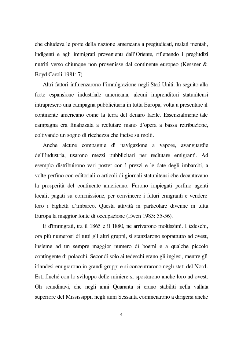 Anteprima della tesi: Linguaggio e condizione femminile nell'America contemporanea: analisi di testi relativi all'immigrazione italiana, Pagina 4