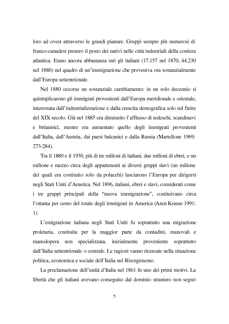 Anteprima della tesi: Linguaggio e condizione femminile nell'America contemporanea: analisi di testi relativi all'immigrazione italiana, Pagina 5