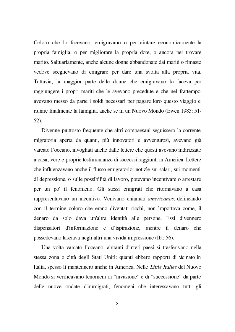 Anteprima della tesi: Linguaggio e condizione femminile nell'America contemporanea: analisi di testi relativi all'immigrazione italiana, Pagina 8