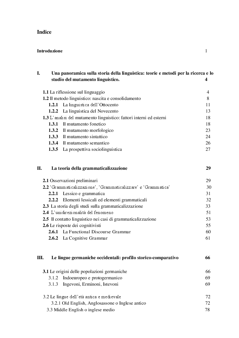 Ricerca E Analisi Dei Casi Di Grammaticalizzazione Nelle Lingue Germaniche Occidentali Inglese Tedesco E Nederlandese A Confronto Indice Pagina 1 Di 2