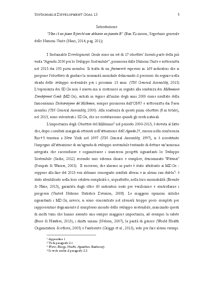Anteprima della tesi: Sustainable Development Goal 13: “Promuovere azioni, a tutti i livelli, per combattere il cambiamento climatico”. Prospettive per il 2030, Pagina 3