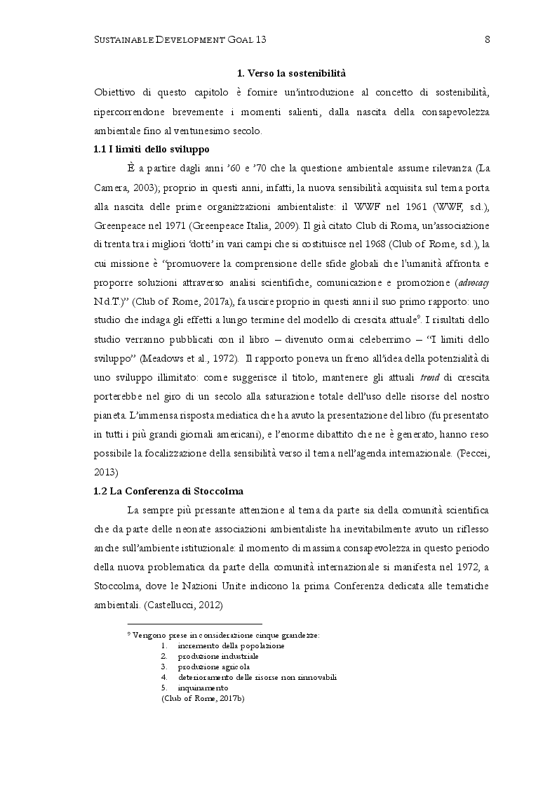 Anteprima della tesi: Sustainable Development Goal 13: “Promuovere azioni, a tutti i livelli, per combattere il cambiamento climatico”. Prospettive per il 2030, Pagina 6