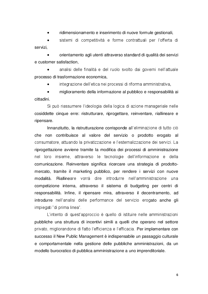 Anteprima della tesi: Gli approcci più recenti sulle politiche di riforma amministrativa. New Public Management e Governance, Pagina 6