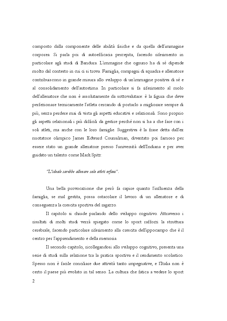 Anteprima della tesi: Relazione tra pratica sportiva e carriera scolastica, Pagina 3