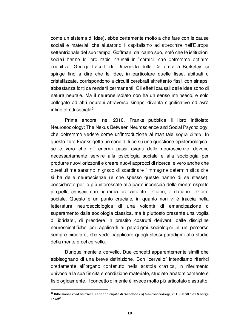 Estratto dalla tesi: Neurosociologia. Un nuovo approccio allo studio della società a confronto con i paradigmi sociologici
