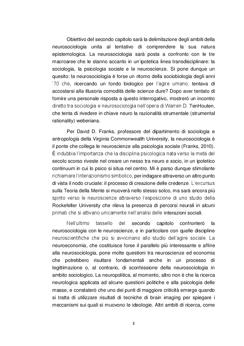 Anteprima della tesi: Neurosociologia. Un nuovo approccio allo studio della società a confronto con i paradigmi sociologici, Pagina 4