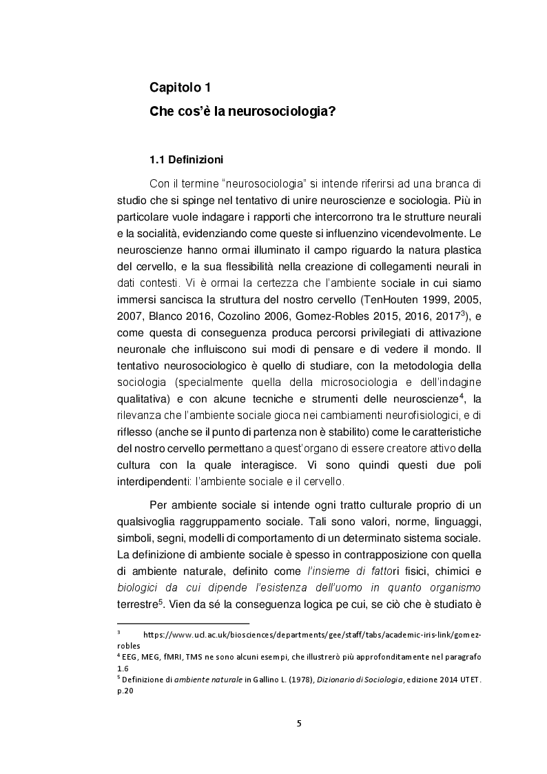 Anteprima della tesi: Neurosociologia. Un nuovo approccio allo studio della società a confronto con i paradigmi sociologici, Pagina 6