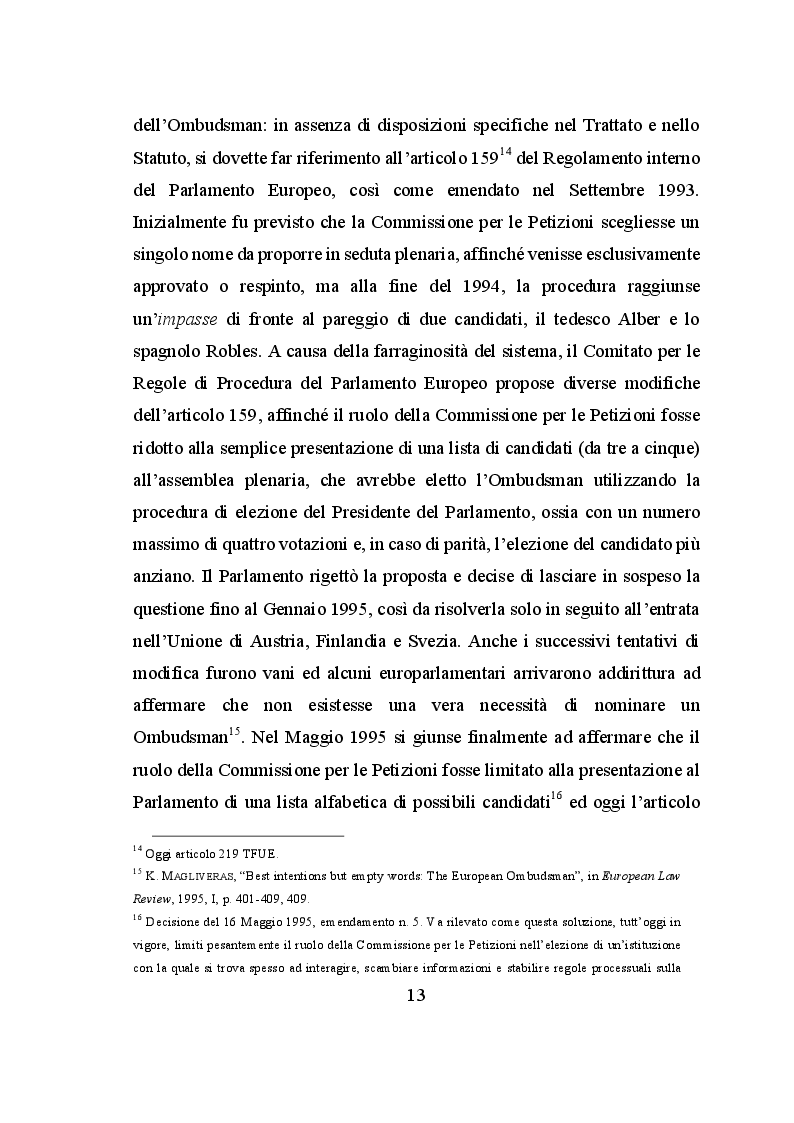 Estratto dalla tesi: Il ruolo dell'European Ombudsman nell'Ordinamento dell'Unione Europea