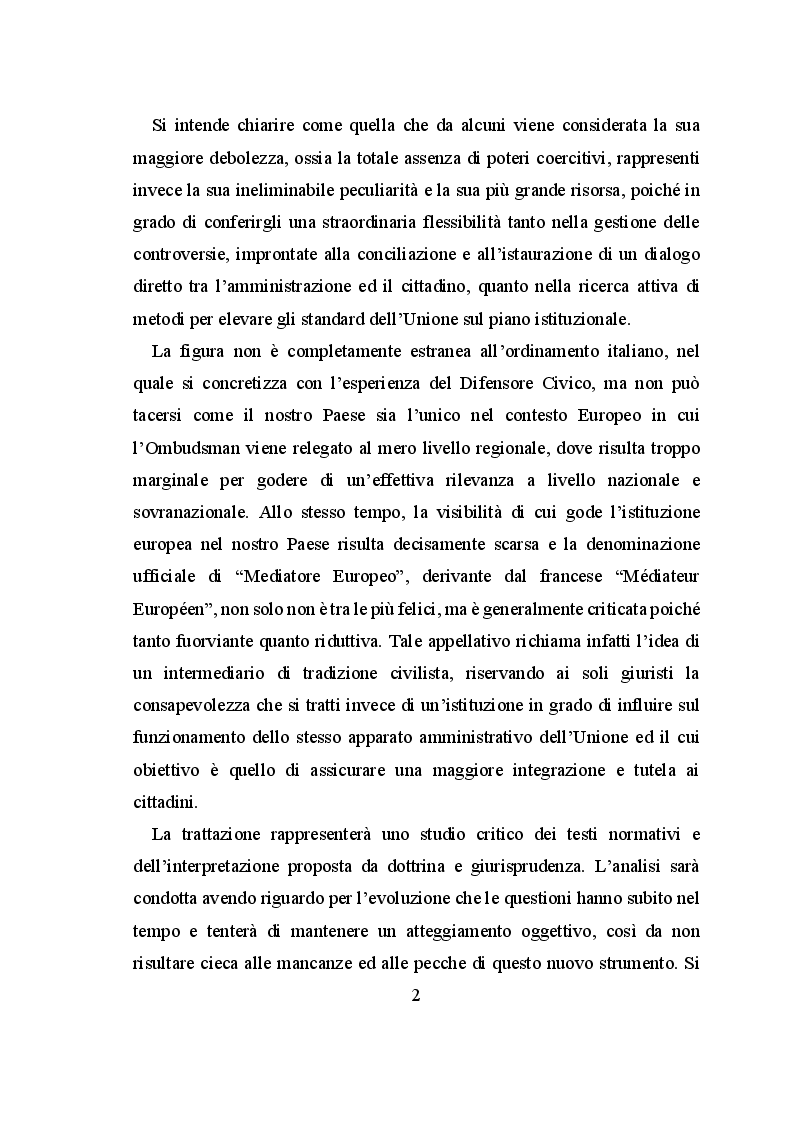 Anteprima della tesi: Il ruolo dell'European Ombudsman nell'Ordinamento dell'Unione Europea, Pagina 3