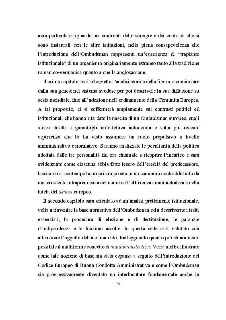 Anteprima della tesi: Il ruolo dell'European Ombudsman nell'Ordinamento dell'Unione Europea, Pagina 4