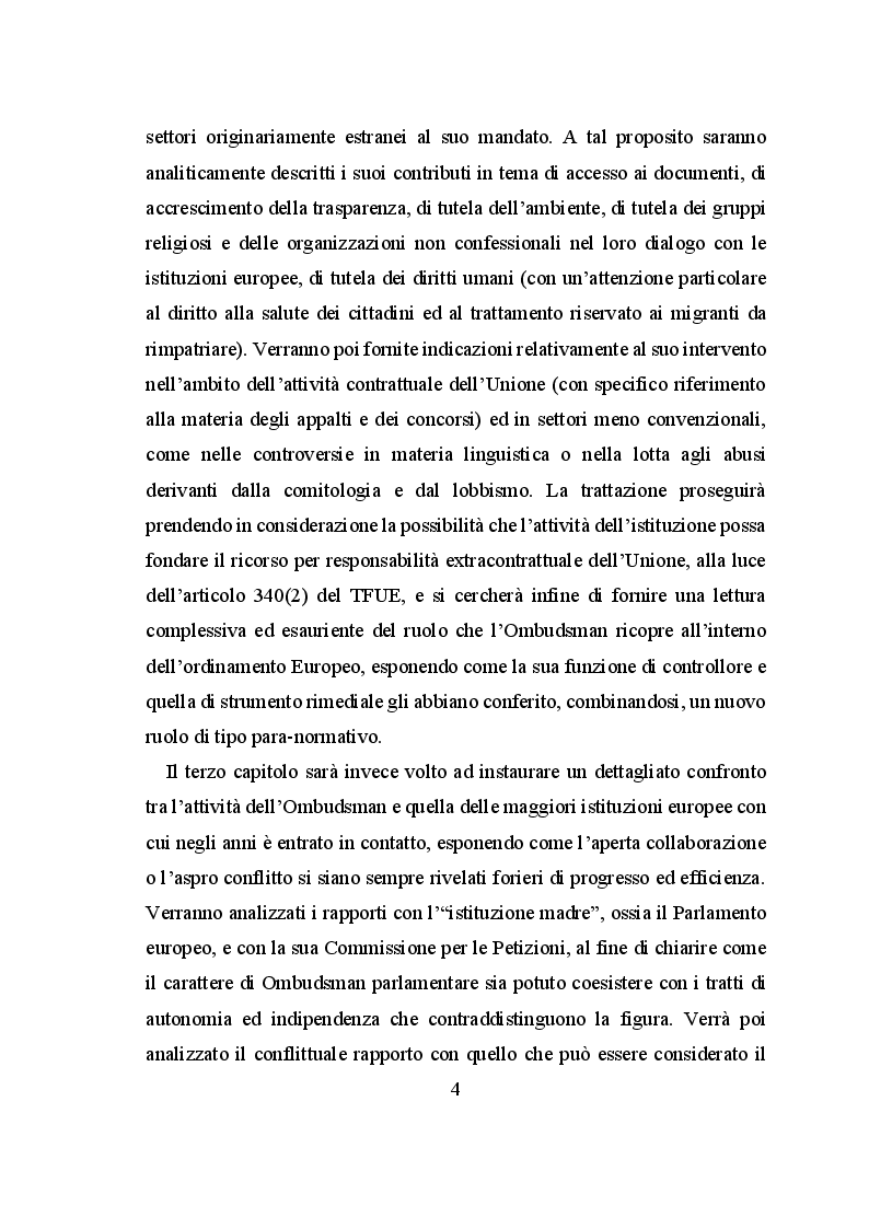 Anteprima della tesi: Il ruolo dell'European Ombudsman nell'Ordinamento dell'Unione Europea, Pagina 5