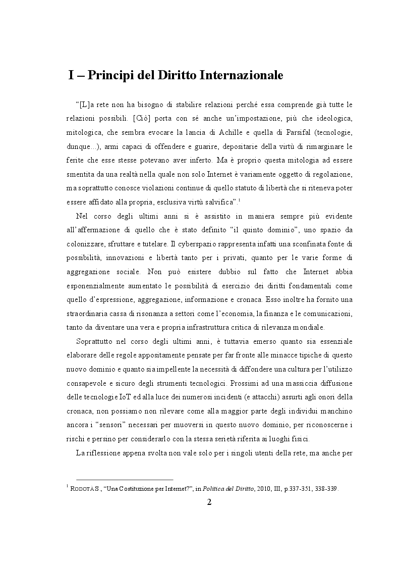 Anteprima della tesi: Profili Normativi del Cyberspazio a Livello Internazionale, Europeo ed Italiano, Pagina 3