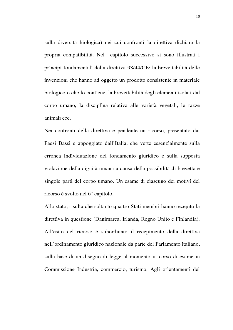 Anteprima della tesi: La protezione giuridica delle invenzioni biotecnologiche: la direttiva 98/44/CE, Pagina 6