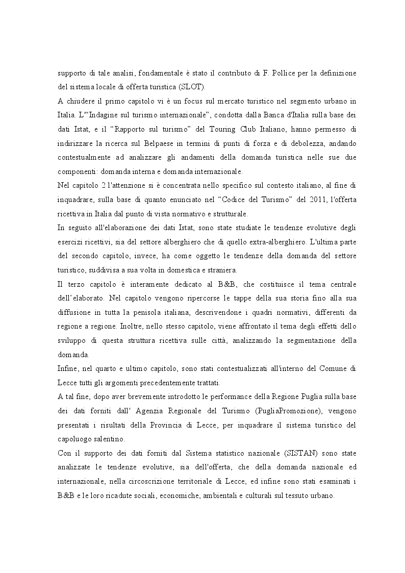 Anteprima della tesi: Lo sviluppo dei Bed and Breakfast e gli effetti sul turismo urbano. Il caso di Lecce, Pagina 3