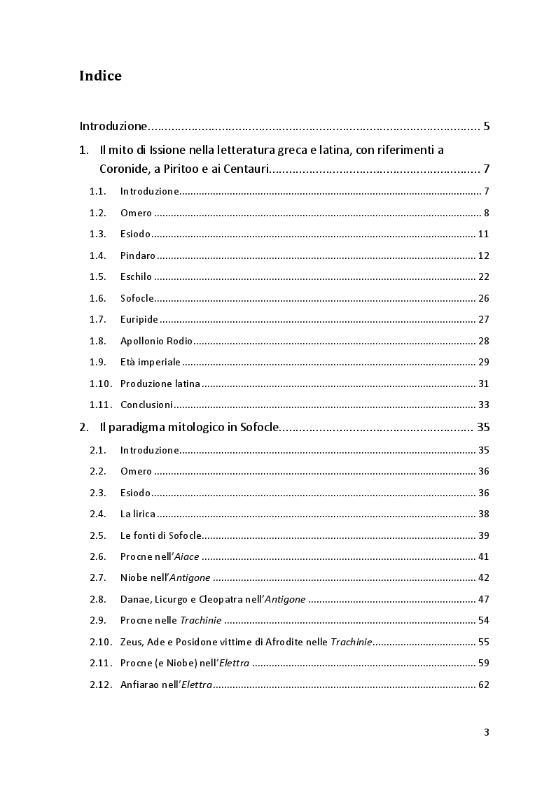 Indice della tesi: Un paradigma mitico: Issione nel "Filottete" di Sofocle, Pagina 1