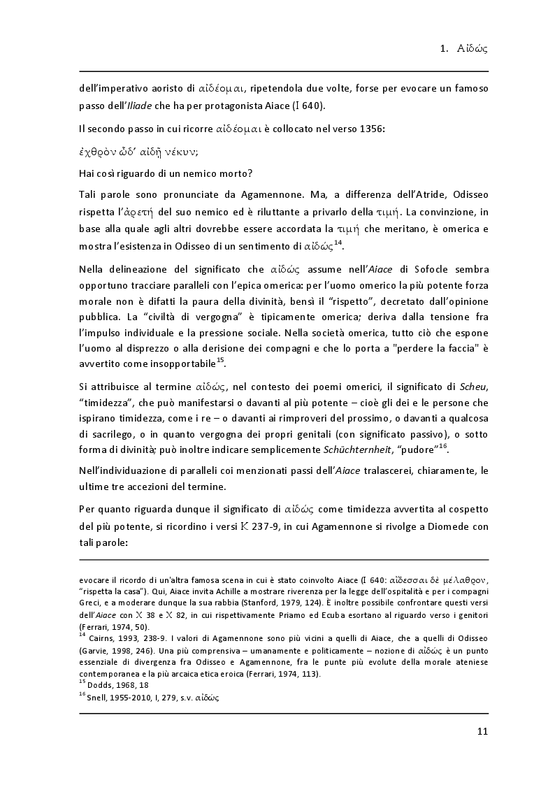Estratto dalla tesi: Lessico della vergogna nell' "Aiace" di Sofocle