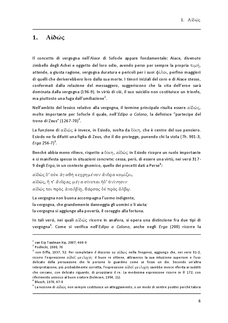 Anteprima della tesi: Lessico della vergogna nell' "Aiace" di Sofocle, Pagina 4
