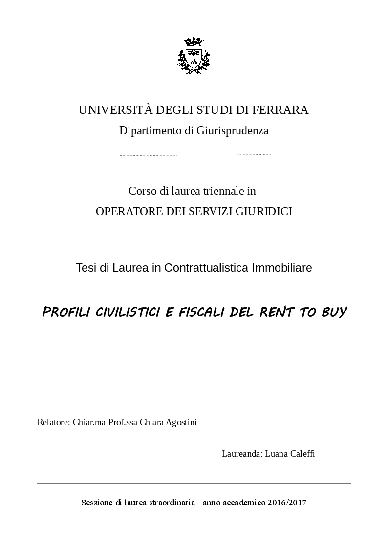 SCARICARE TESI DI LAUREA TRIENNALE DA