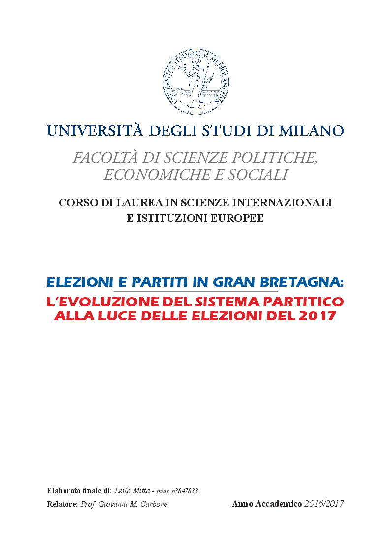 Anteprima della tesi: Elezioni e partiti in Gran Bretagna: l'evoluzione del sistema partitico alla luce delle elezioni del 2017, Pagina 1