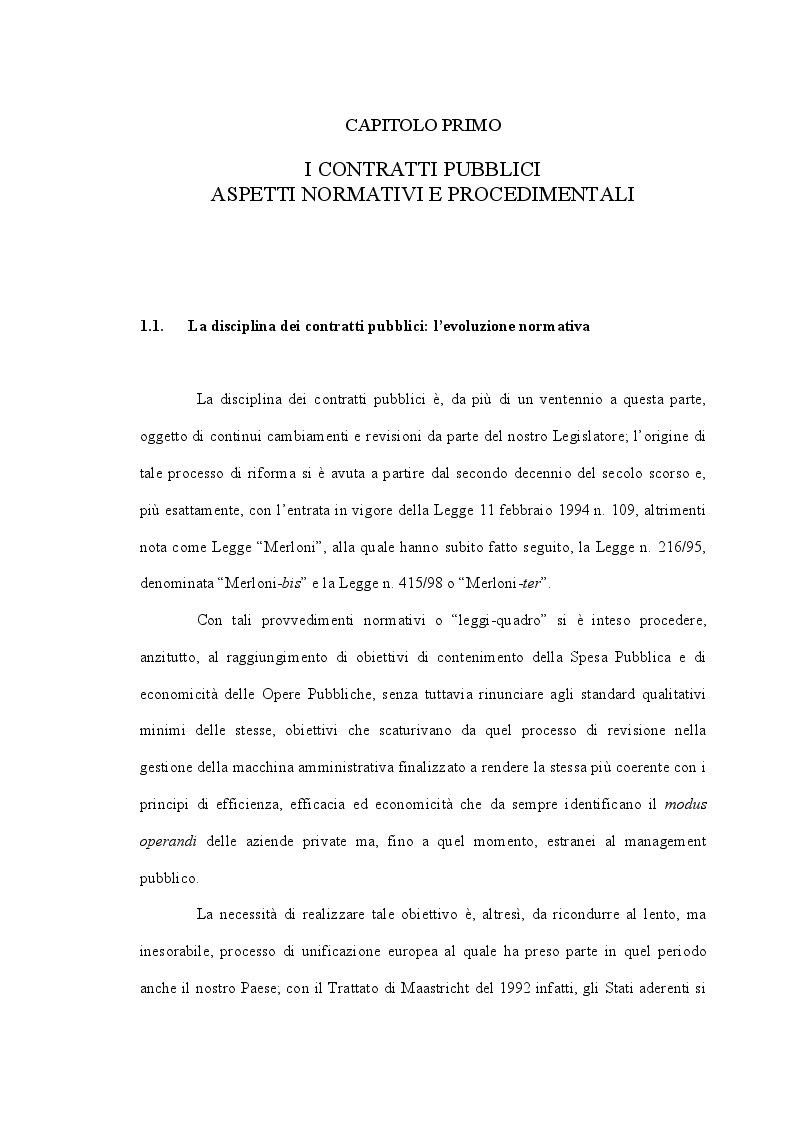 Anteprima della tesi: Il ruolo delle Centrali Uniche di Committenza nel Settore degli Appalti Pubblici, Pagina 5