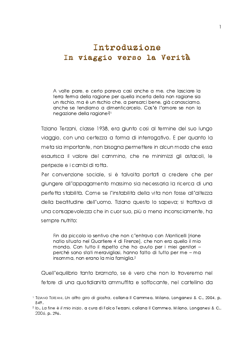 Anteprima della tesi: Tiziano Terzani. Viaggio introspettivo alla ricerca della Verità., Pagina 3