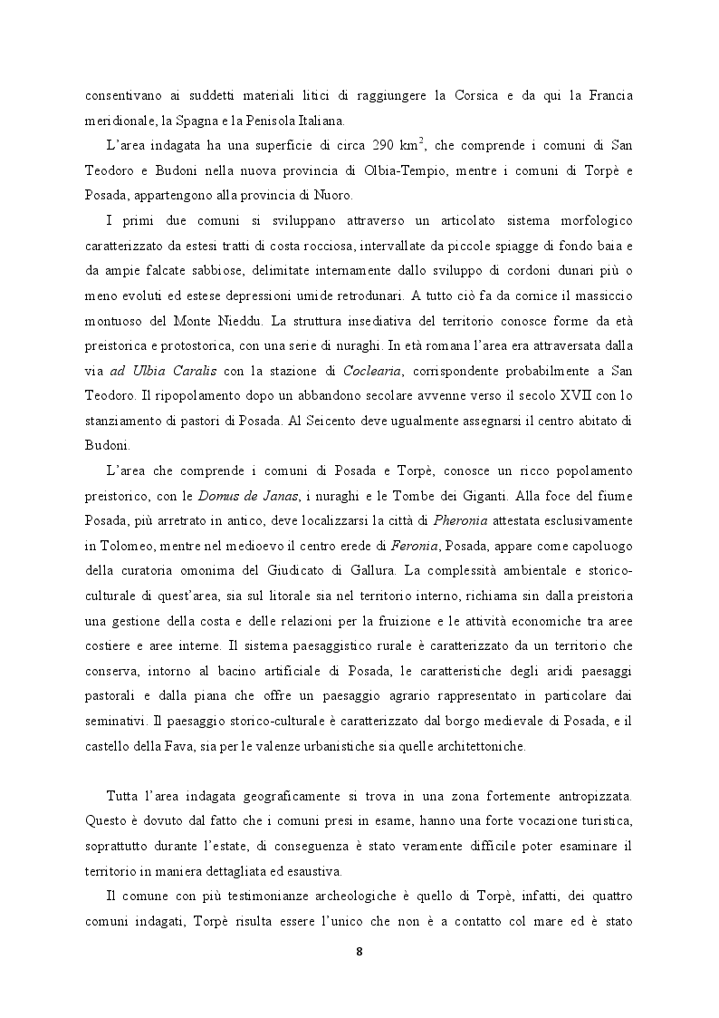Anteprima della tesi: Il territorio costiero della Sardegna nord-orientale nell'Età del Bronzo. I comuni di San Teodoro, Budoni, Posada e Torpè., Pagina 3