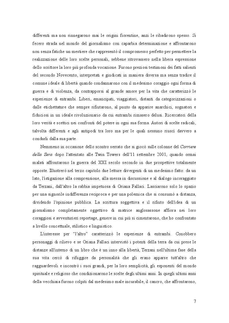 Anteprima della tesi: Oriana Fallaci e Tiziano Terzani: dissonanze e intrecci di due vite tra giornalismo e letteratura , Pagina 3